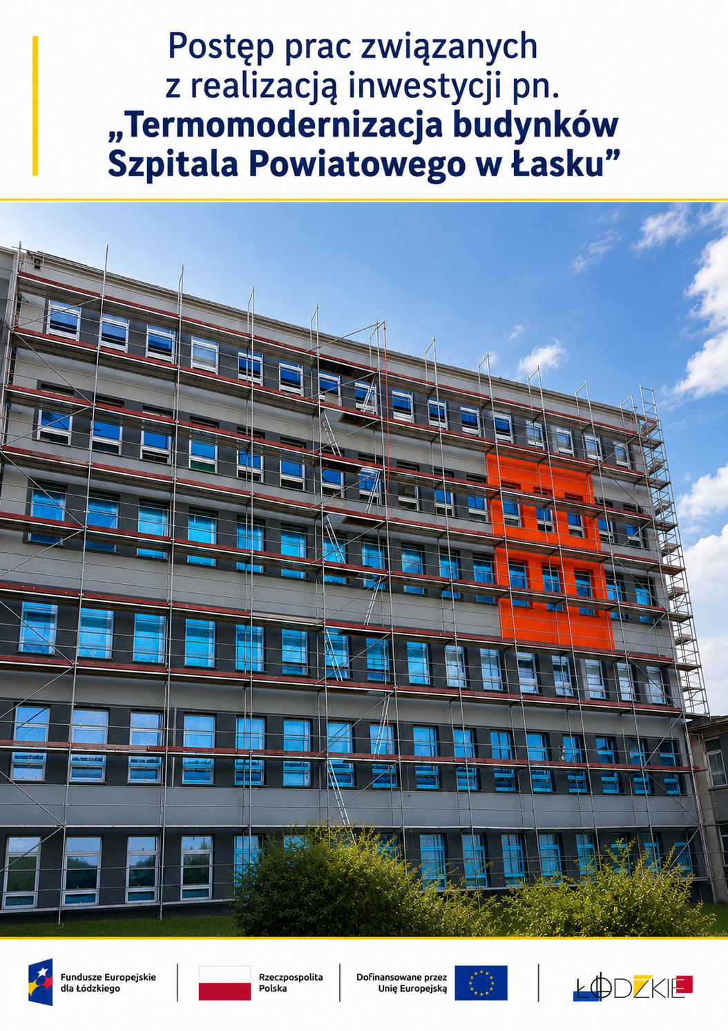 🏗️ Postęp prac przy termomodernizacji Szpitala Powiatowego w Łasku