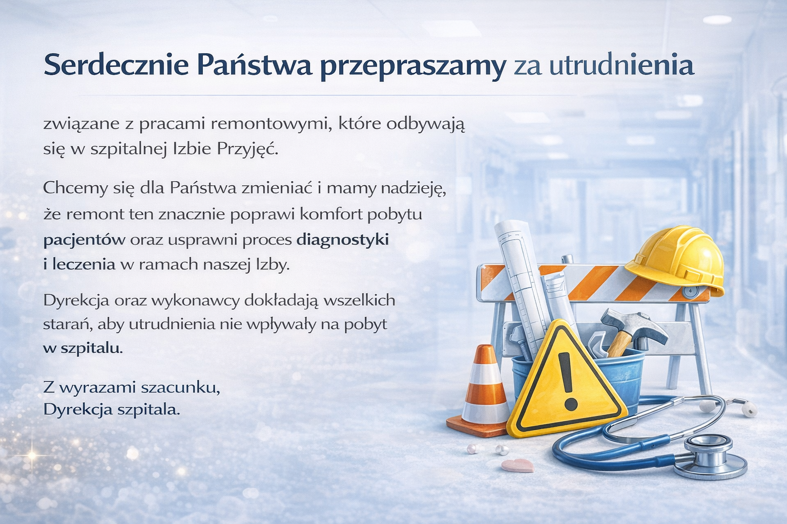 Komunikat w sprawie remontu w szpitalnej Izbie Przyjęć
